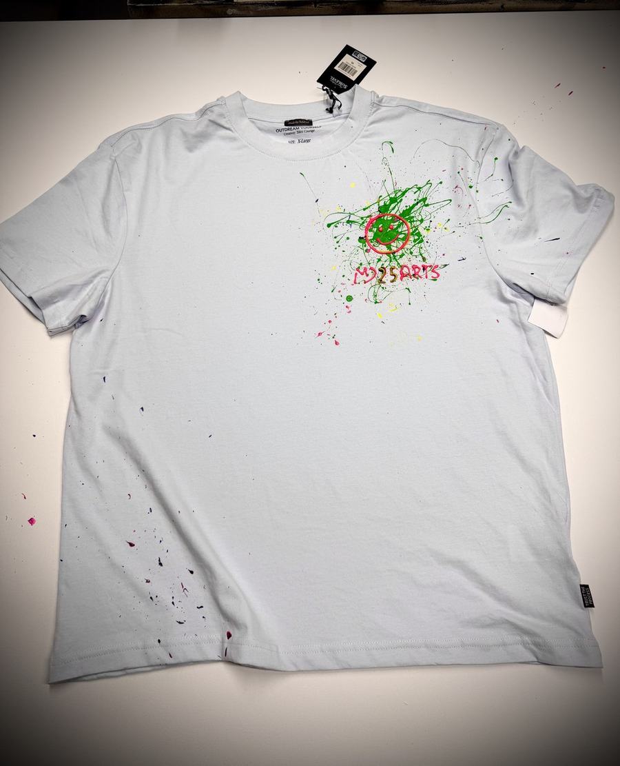 Green Burst Smiley - hand-painted wearable art by MD25Arts, Marius Demeter