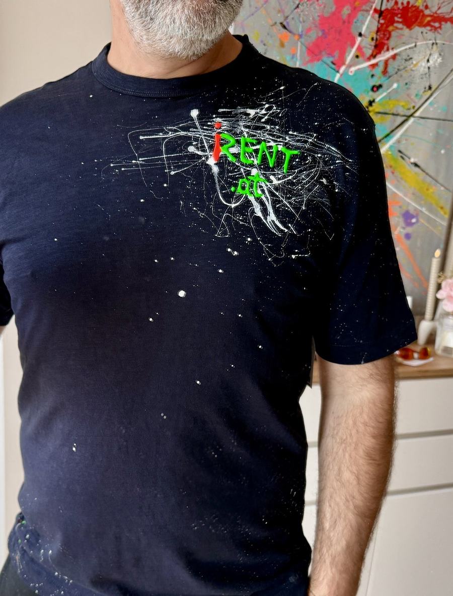 iRENT Splash Tee - hand-painted wearable art by MD25Arts, Marius Demeter