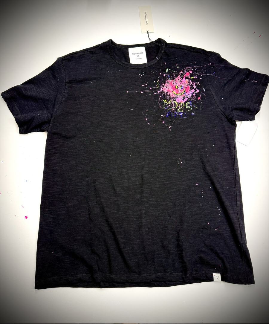 Pink Burst Smiley - hand-painted wearable art by MD25Arts, Marius Demeter